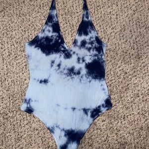 Blue tie dye halter bodysuit- medium